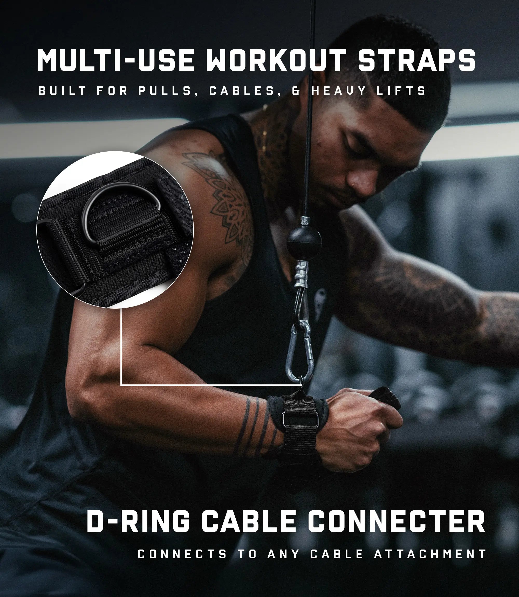 Gymreapers Griplink Lifting Straps with Cushioned Wrist Cuff 14.5" Cotton Strap Anti-Slip Silicone Beads 5Mm Steel D-Ring for Free-Weight & Cable Training