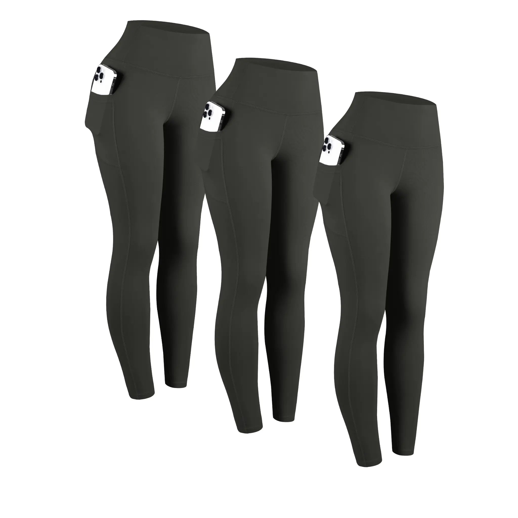 CHRLEISURE 1/3/6-PACK High Waist Yoga Pants with Pockets, Exercise Running Yoga Leggings, Tummy Control Workout Running Yoga Leggings for Women